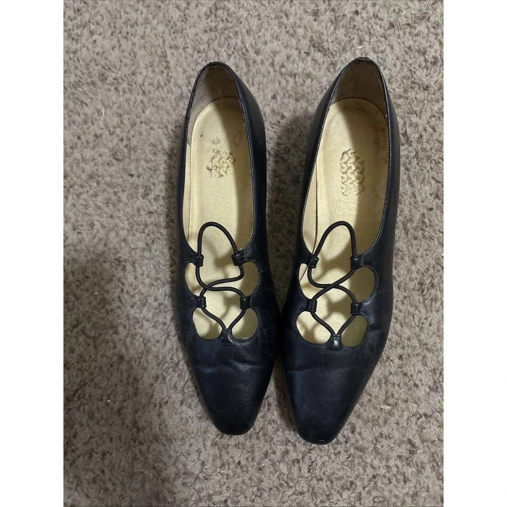 Life Stride Leather Dress Shoes Women's 8N Black Slip On